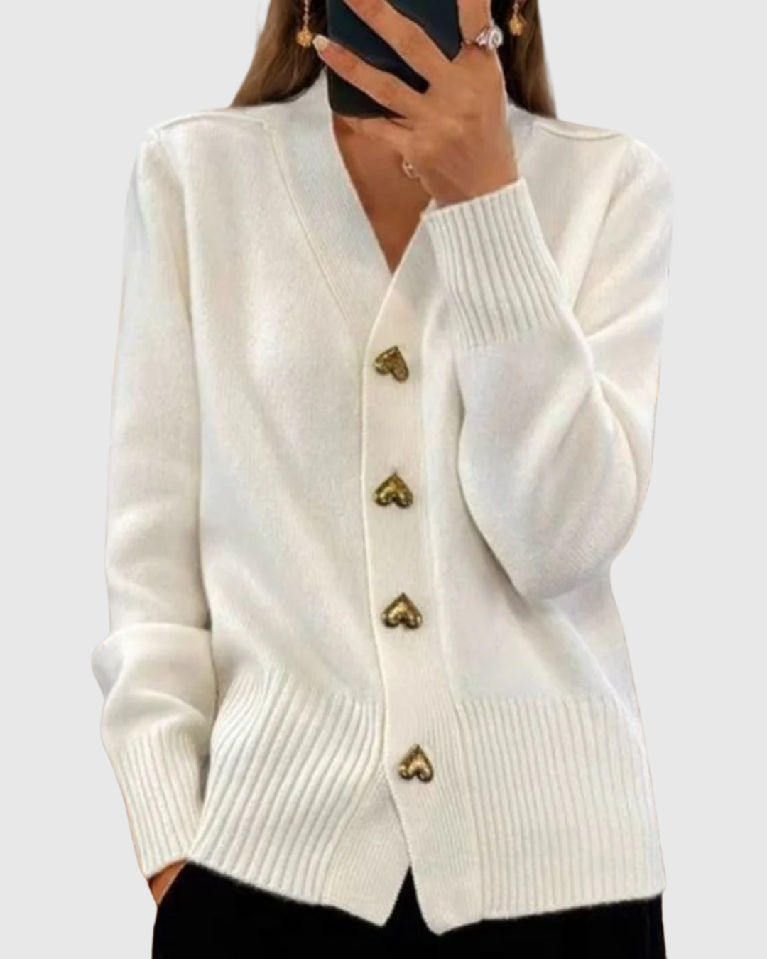 LIORA | HEART BUTTON CARDIGAN
