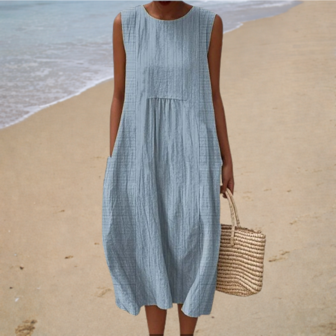 Minimalist | Clean Round-Neck Midi Dress