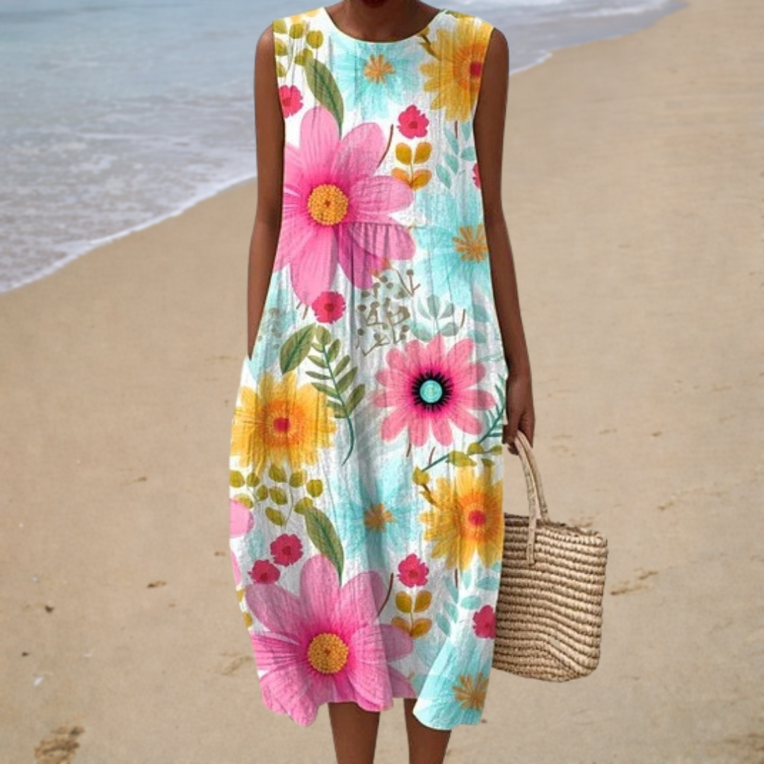 Floral | Sleeveless Midi Dress