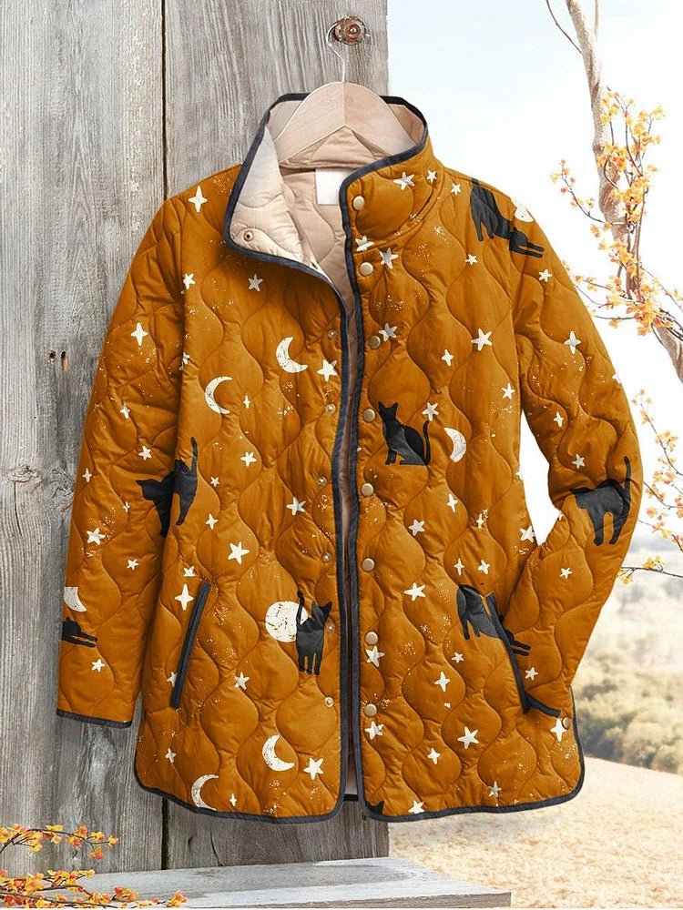 Hattie | Black Cat Charm Quilted Jacket