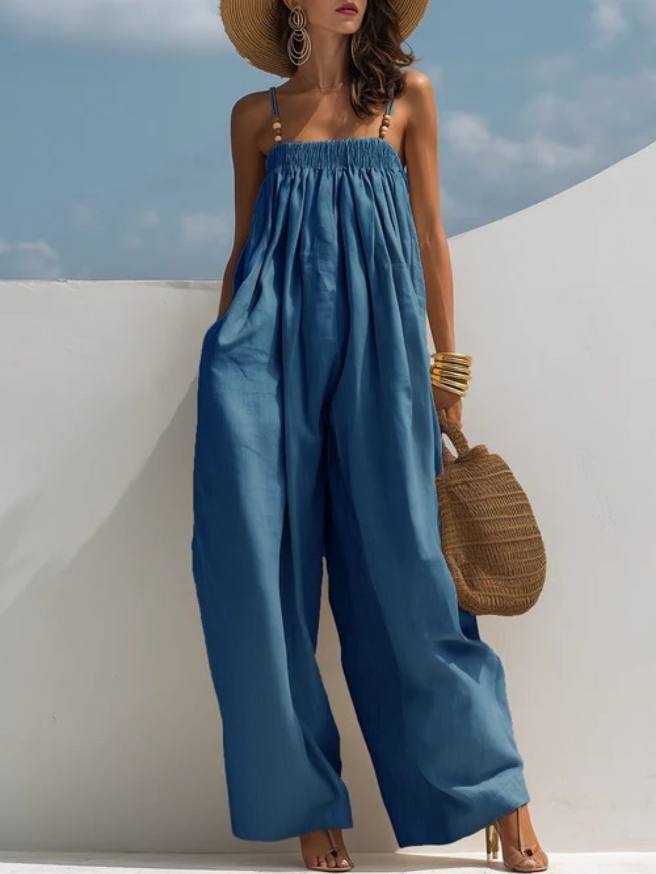 Monica | Wide Leg Denim Jumpsuit