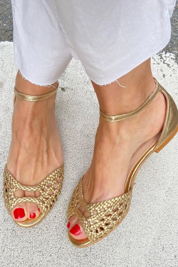 SANTORINI | GOLDEN WOVEN SANDALS
