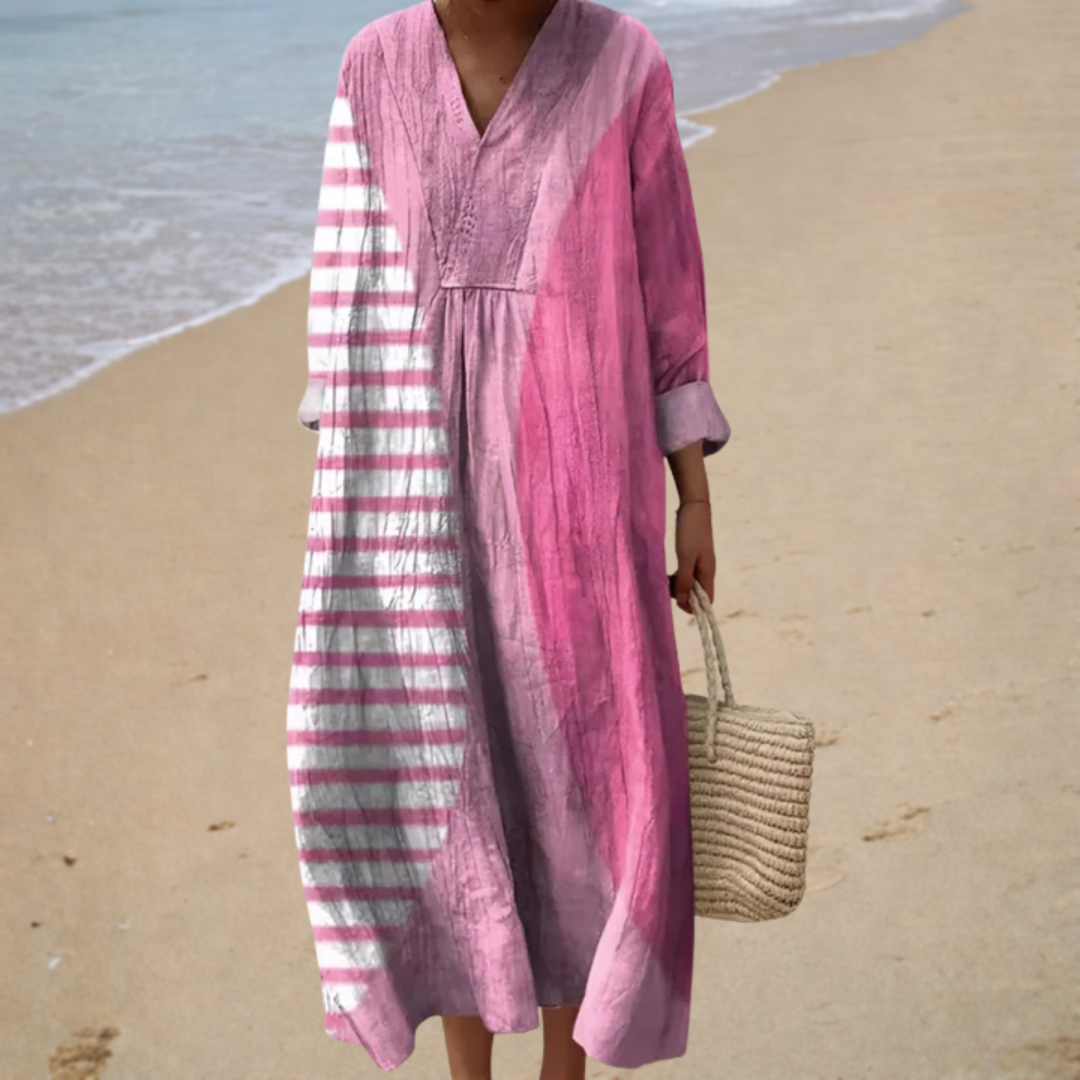 Casual | Roll-Sleeve Long Dress
