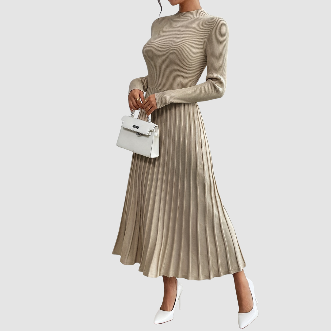 EVELYN GRACE | HIGH-NECK LONG-SLEEVE MAXI DRESS
