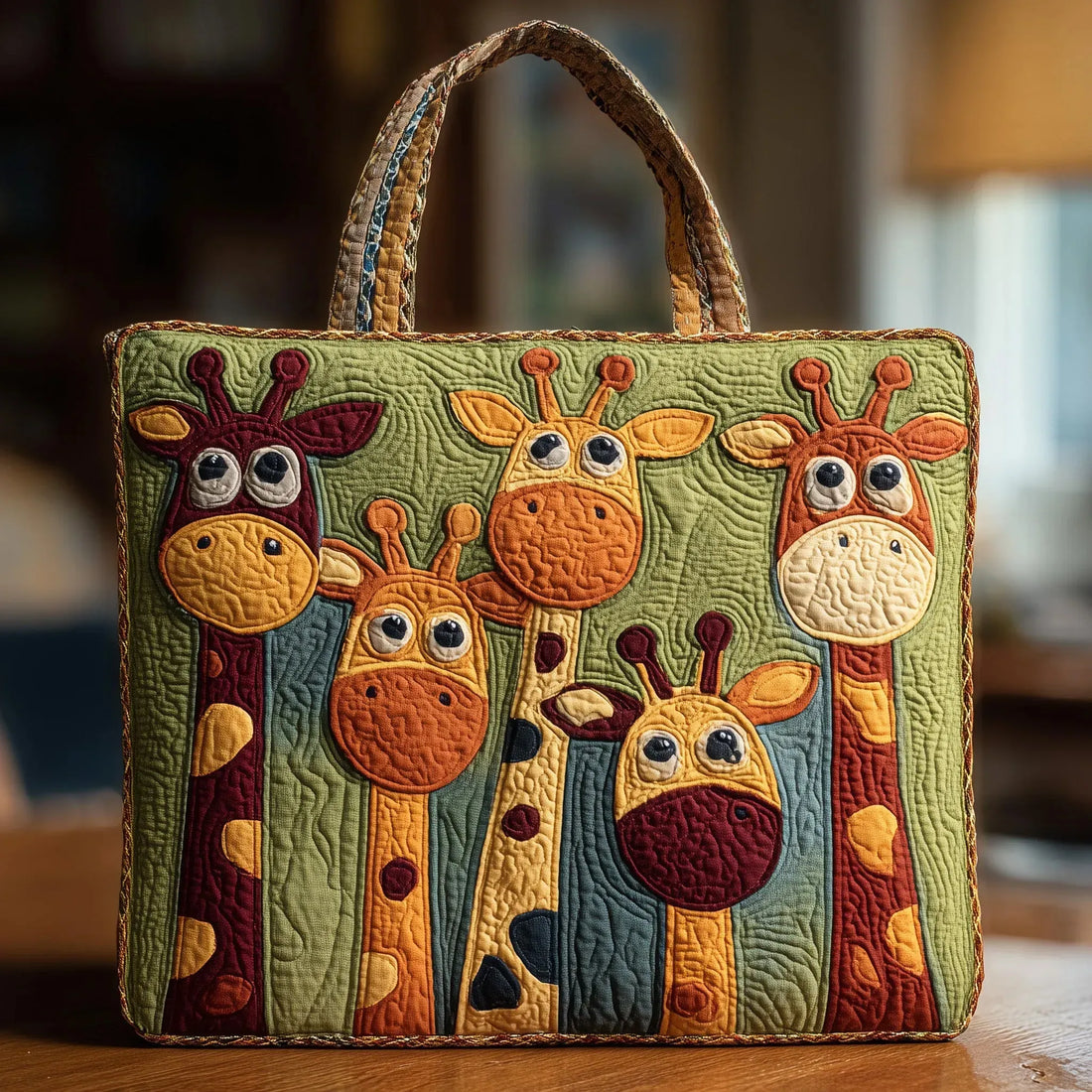 Giraffe Print Quilted Tote Bag