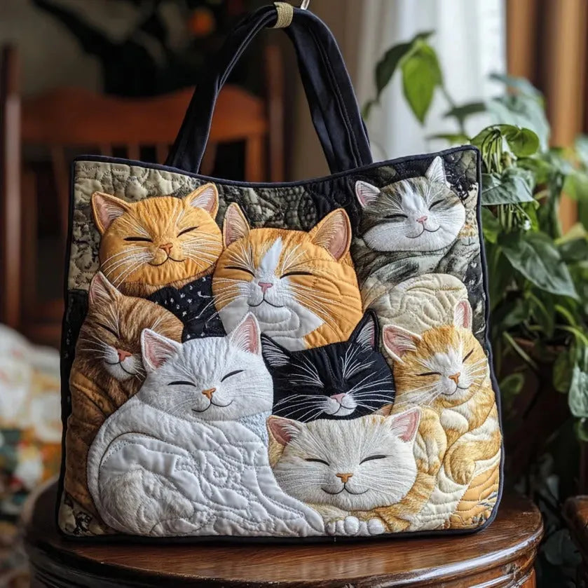Handcrafted Quilted Bag - Dreamy Kittens Design
