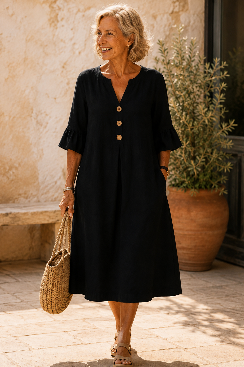 Buttoned Dress with Fluid Cut Isabelle