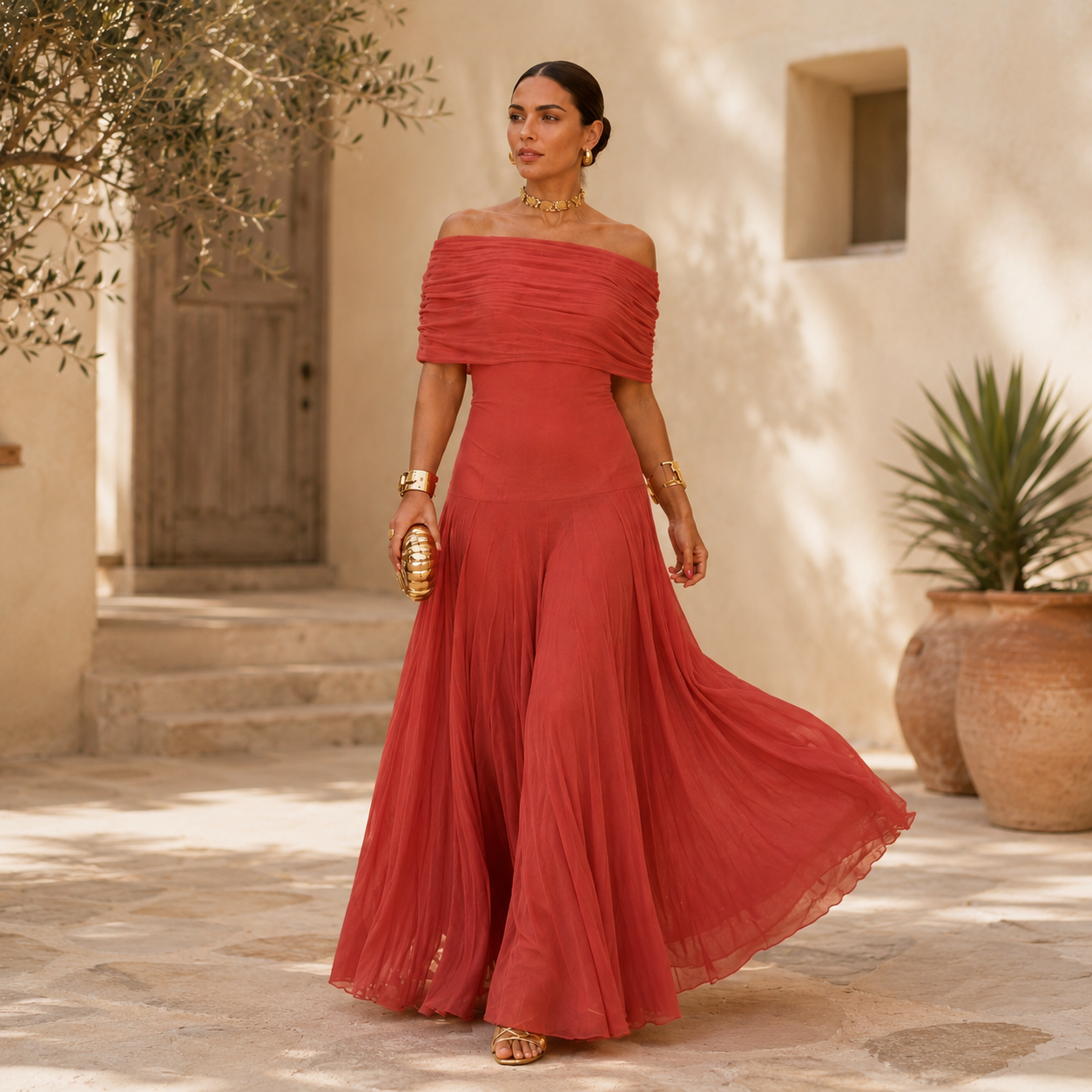 Toledo Dress in Terracotta