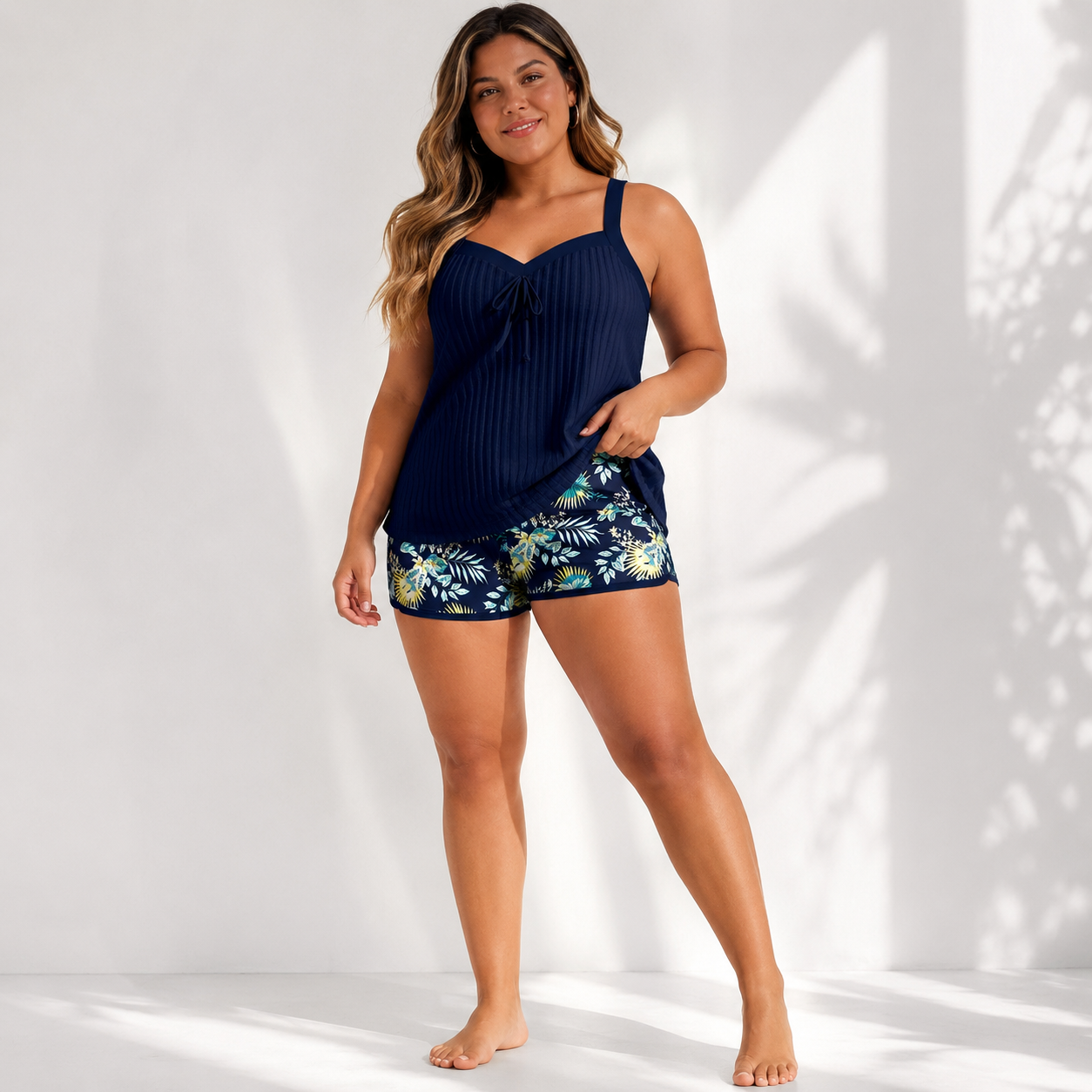 Carla - Striped Swimsuit with Beach Shorts