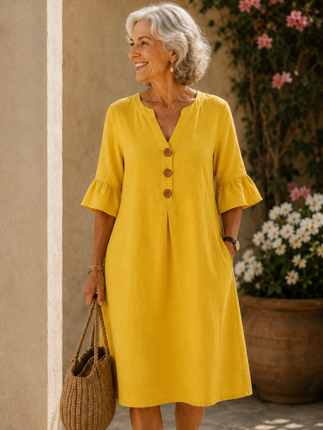 Aveline Buttoned Loose Dress