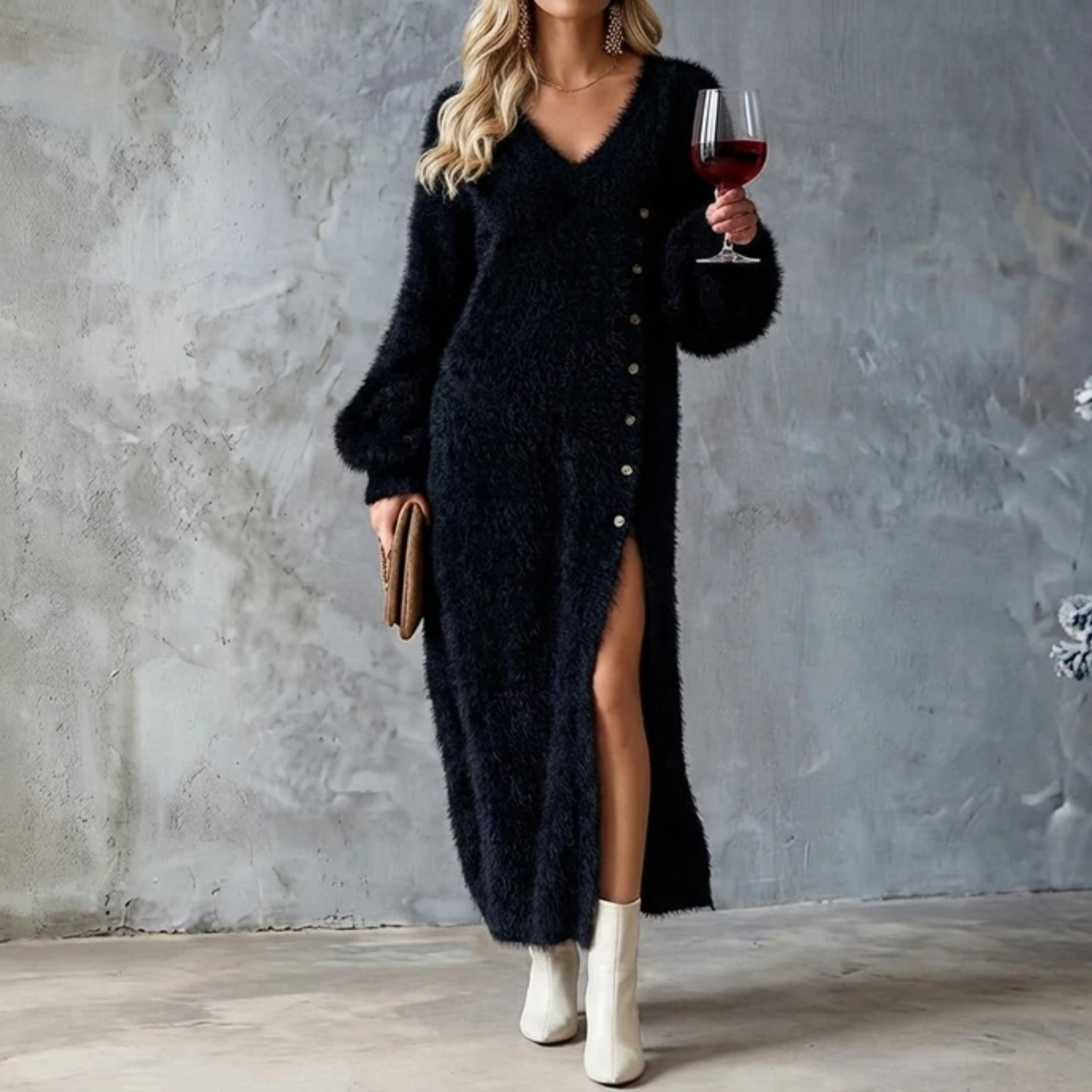 BRIELLA | HOLIDAY RELAXED LOUNGE DRESS