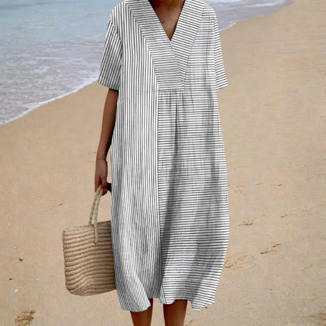 Striped | Crossover Midi Dress