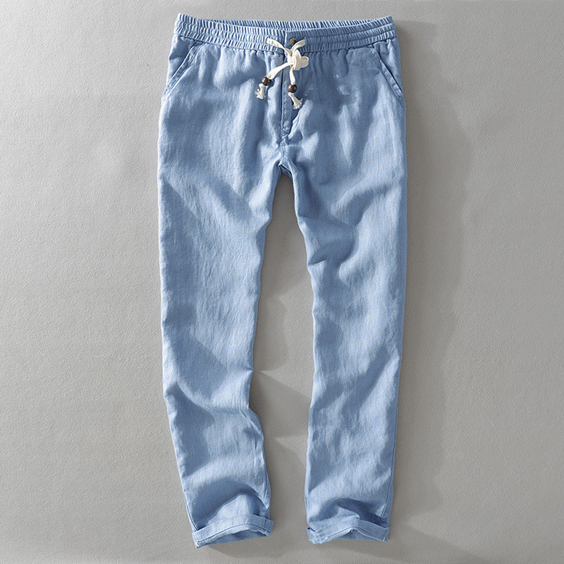 Harrington 100% Linen Trousers with Easy Waist Comfort