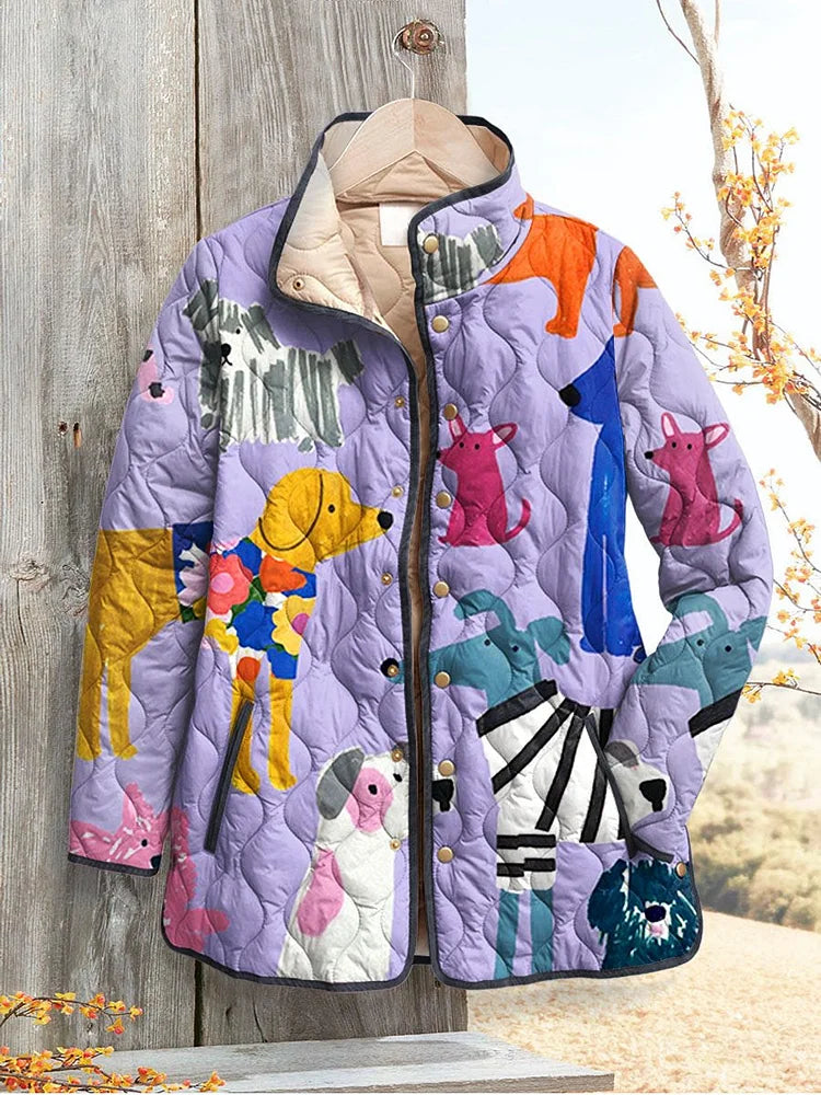 Sybil | Playful Pup Quilted Jacket