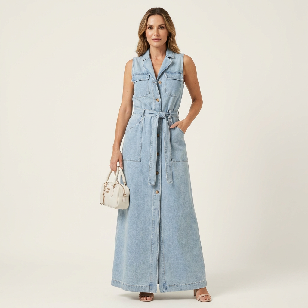 Georgina | Denim Maxi Dress