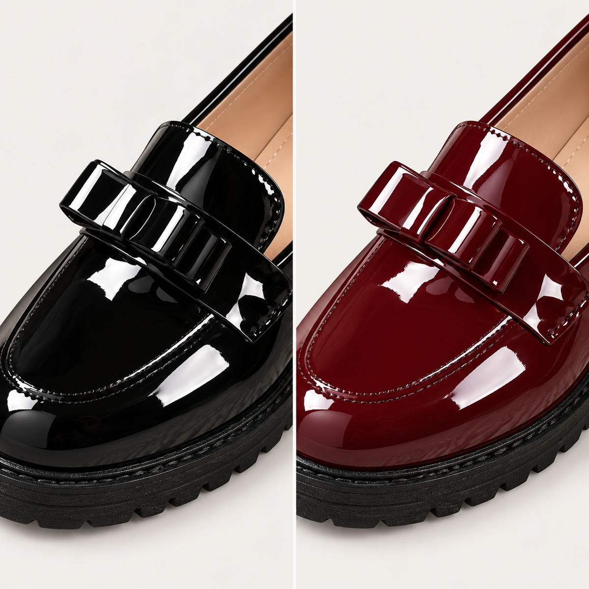 Maya - Glossy Bow Loafers
