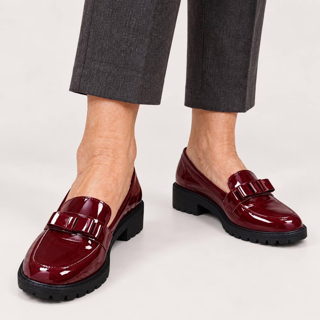 Maya - Glossy Bow Loafers