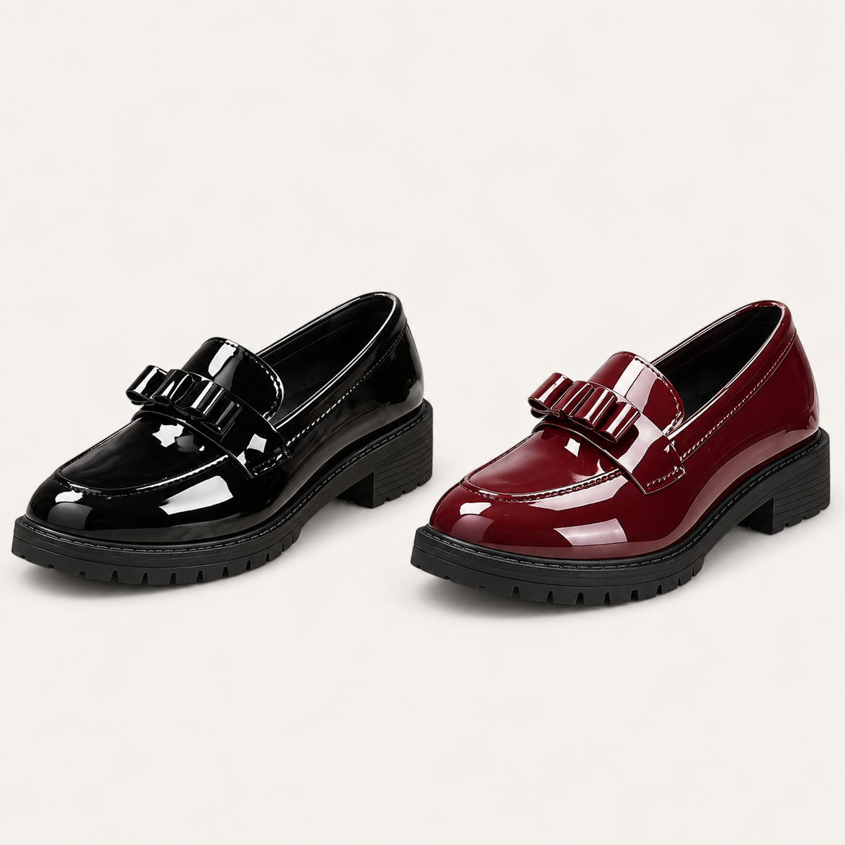 Maya - Glossy Bow Loafers
