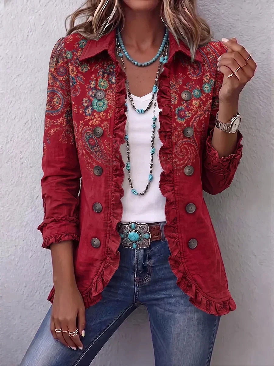 Sophia | Bohemian Paisley Ruffle Jacket