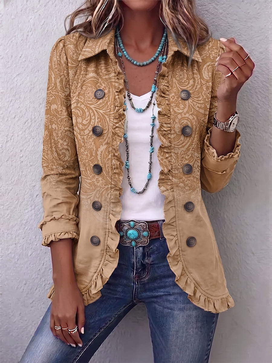 Chloe | Western Pattern Print Ruffle Jacket